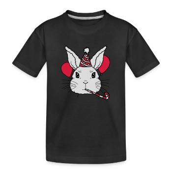 Geburtstagskind Hase Tröte Partyhut - Kinder Premium Bio T-Shirt - Schwarz - Vorne