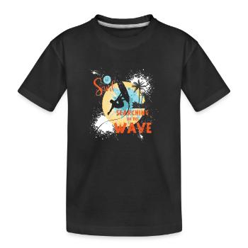 Surfen Wellenreiter Wassersport - Kinder Premium Bio T-Shirt - Schwarz - Vorne