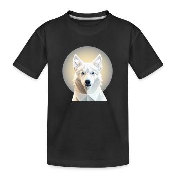 cooler Weisser Schäferhund im Mondschein Kubismus - Kinder Premium Bio T-Shirt - Schwarz - Vorne