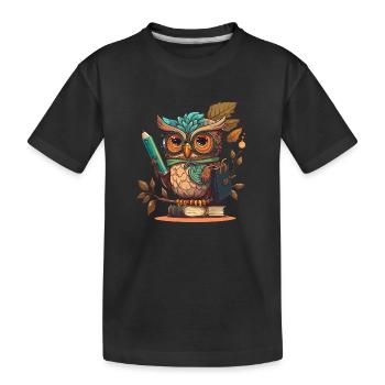 Owls Wisdom - Kids' Premium Organic T-Shirt - black - Front