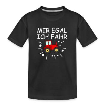 Je m’en fiche, je conduis un tracteur - T-shirt bio Premium Enfant - noir - Devant