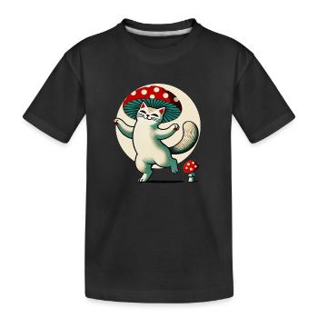 Mushroom Kitty Cat - Kids' Premium Organic T-Shirt - black - Front