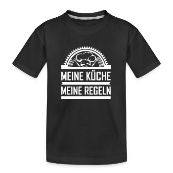 Meine Küche meine Regeln - Kinder Premium Bio T-Shirt - Schwarz - Vorne