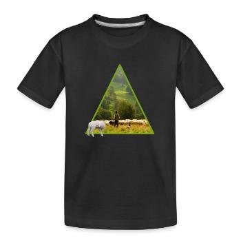 schaf mit schäfer - Kinder Premium Bio T-Shirt - Schwarz - Vorne