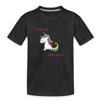 Einhörner leben vegan - Kinder Premium Bio T-Shirt - Schwarz - Vorne