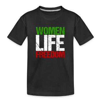 Iran Frauenrechte Feminismus Hijab Geschenk - Kinder Premium Bio T-Shirt - Schwarz - Vorne