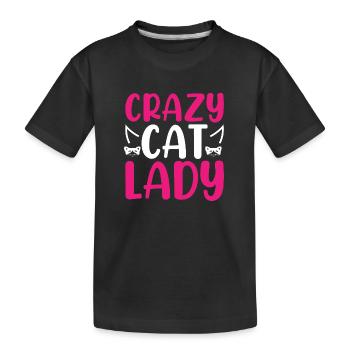 Crazy Cat Lady Funny Cat Lover Girl - Kids' Premium Organic T-Shirt - black - Front