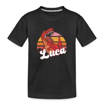 LUCA - Beau nom de garçon avec T-REX Dino - T-shirt bio Premium Enfant - noir - Devant