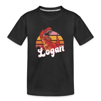 LOGAN - Beau prénom de garçon avec T-REX Dino - T-shirt bio Premium Enfant - noir - Devant
