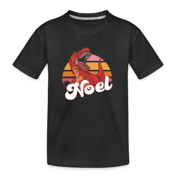 NOEL - Schöner Jungen Name mit T-REX Dino - Kinder Premium Bio T-Shirt - Schwarz - Vorne