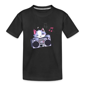 Hip Hop Beat Producer Retro Ghetto Blaster 1990s - Kinder Premium Bio T-Shirt - Schwarz - Vorne