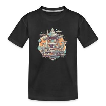 Futuristische Stadt - Kinder Premium Bio T-Shirt - Schwarz - Vorne