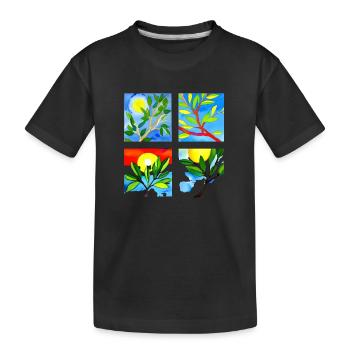 Lachender Olivenzweig - Nachhaltige Harmonie - Kinder Premium Bio T-Shirt - Schwarz - Vorne