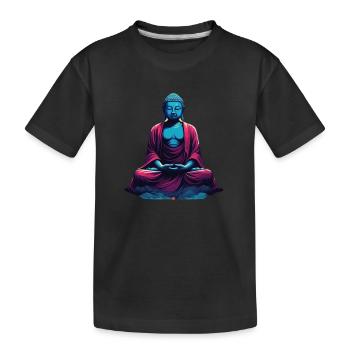 Blauer Buddha in Meditation Versenkung Dualität - Kinder Premium Bio T-Shirt - Schwarz - Vorne