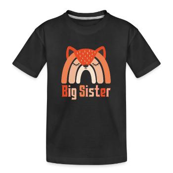 Big Sister Fox Rainbow - Kids' Premium Organic T-Shirt - black - Front