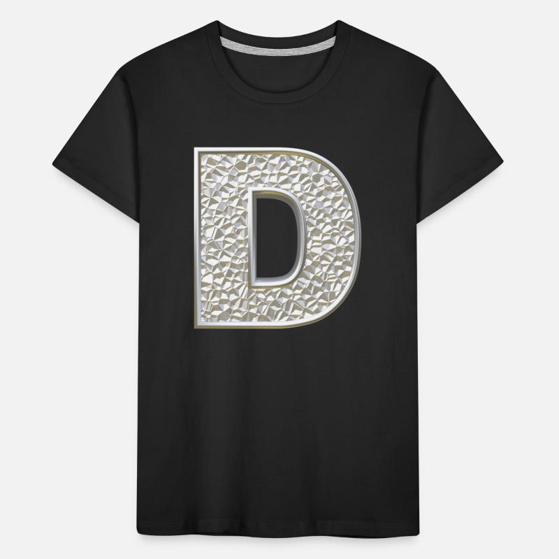 D, letter, letter D, initial, initial D, monogram, Kids' Premium Organic T-Shirt