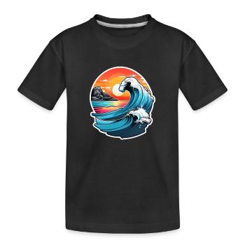 vague - été - vacances - T-shirt bio Premium Enfant - noir - Devant