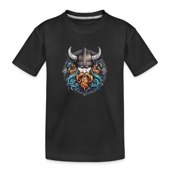 Wikinger Odin Thor Walhalla - Kinder Premium Bio T-Shirt - Schwarz - Vorne