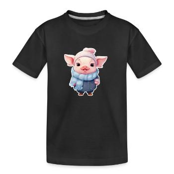süßem Schweinchen ist kalt - Kinder Premium Bio T-Shirt - Schwarz - Vorne
