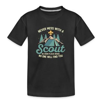 Scout's Warning: Hidden Places Expert Tee - Kids' Premium Organic T-Shirt - black - Front