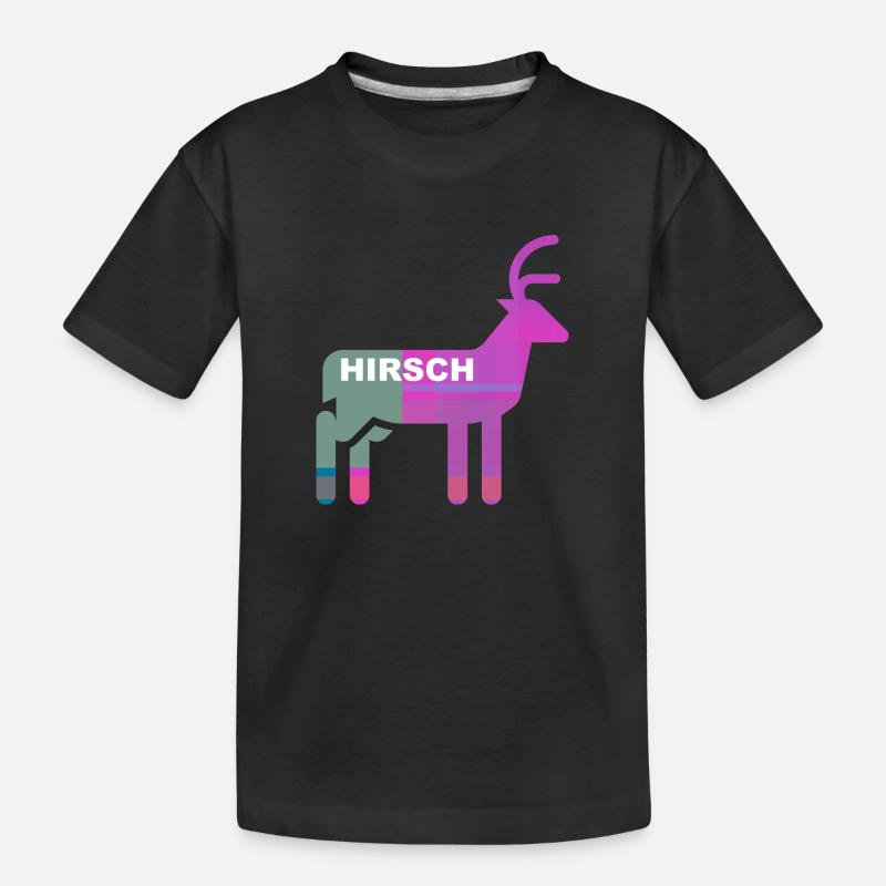 Hirsch - Kinder Premium Bio T-Shirt - Schwarz