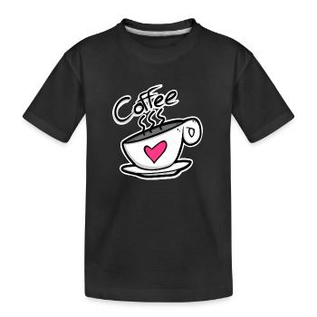 Cœur de café – la caféine servie avec amour ! - T-shirt bio Premium Enfant - noir - Devant