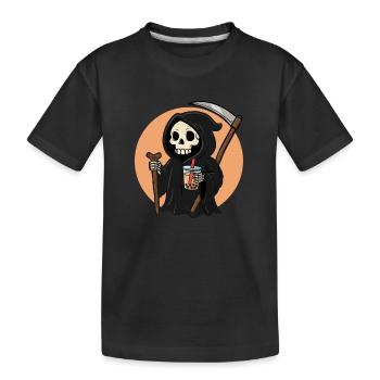 Faucheuse avec Boba - T-shirt bio Premium Enfant - noir - Devant