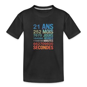 21 Ans de Vie – L’Âge Adulte en Chiffres - T-shirt bio Premium Enfant - noir - Devant