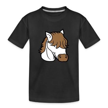 Cheval mignon long bob coupe cheveux sourires mignon - T-shirt bio Premium Enfant - noir - Devant