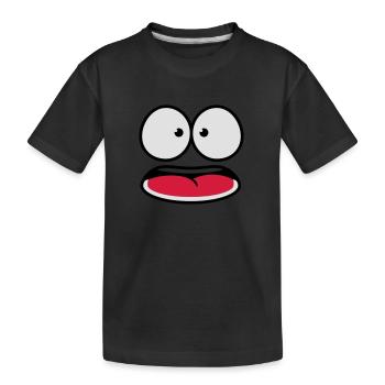 Erschrocken Unsicher guckendes Cartoon Gesicht - Kinder Premium Bio T-Shirt - Schwarz - Vorne
