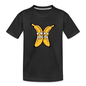 2 freunde team paar banane obst verrueckt grimasse - Kinder Premium Bio T-Shirt - Schwarz - Vorne