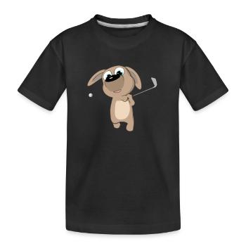 Welpe Golf Schwung - Kinder Premium Bio T-Shirt - Schwarz - Vorne