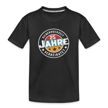 Silberhochzeit 25 Jahre Verheiratet Hochzeit - Kinder Premium Bio T-Shirt - Schwarz - Vorne