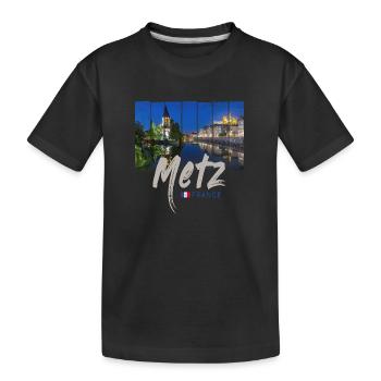 Metz Grand Est Frankreich bei Nacht Vintage Souven - Kinder Premium Bio T-Shirt - Schwarz - Vorne