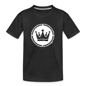 Sponge stencil Crown inside circle - Kids' Premium Organic T-Shirt - black - Front