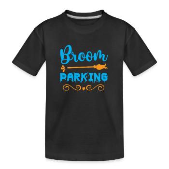 Broom parking - Halloween humor - Kids' Premium Organic T-Shirt - black - Front