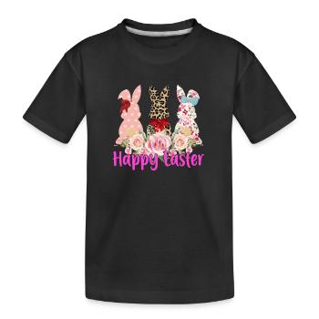 Joyeux Lapin de Pâques Oeuf de Pâques Fête de Pâques Pâques - T-shirt bio Premium Enfant - noir - Devant