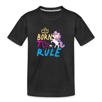 Einhorn Born to Rule Unicorn - Kids' Premium Organic T-Shirt - black - Front