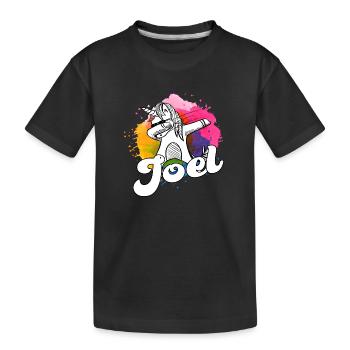 JOEL - Beau nom de garçon avec licorne cool - T-shirt bio Premium Enfant - noir - Devant