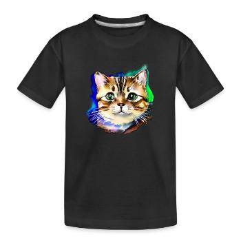Katzengesicht 3 - Kinder Premium Bio T-Shirt - Schwarz - Vorne