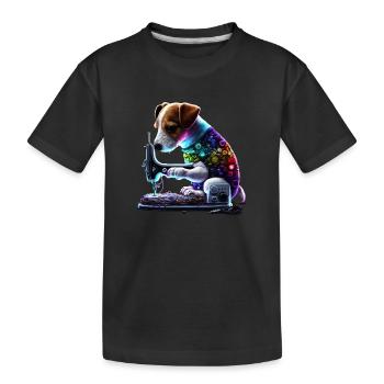 Jack Russel chien à coudre avec machine à coudre - T-shirt bio Premium Enfant - noir - Devant