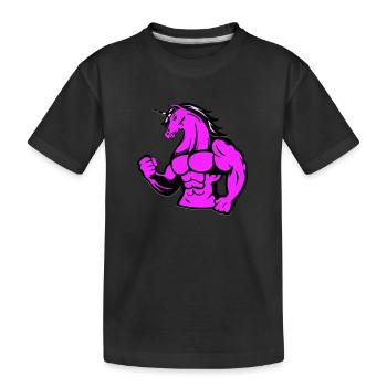 strong unicorn - Kids' Premium Organic T-Shirt - black - Front