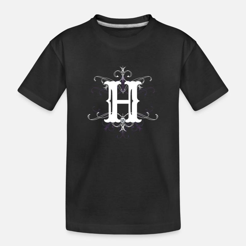 Buchstabe H Buchstabe-H - Kinder Premium Bio T-Shirt - Schwarz