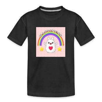 Happiness Hase mit Regenbogen - Kinder Premium Bio T-Shirt - Schwarz - Vorne