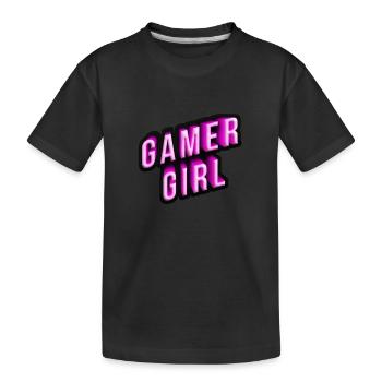 gamer girl pink 3d effekt - Kinder Premium Bio T-Shirt - Schwarz - Vorne