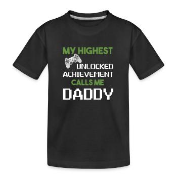 Nerdy Drôle Fête des pères Gamer Papa Jeux vidéo - T-shirt bio Premium Enfant - noir - Devant