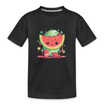 Watermelon kawaii ella - Kids' Premium Organic T-Shirt - black - Front