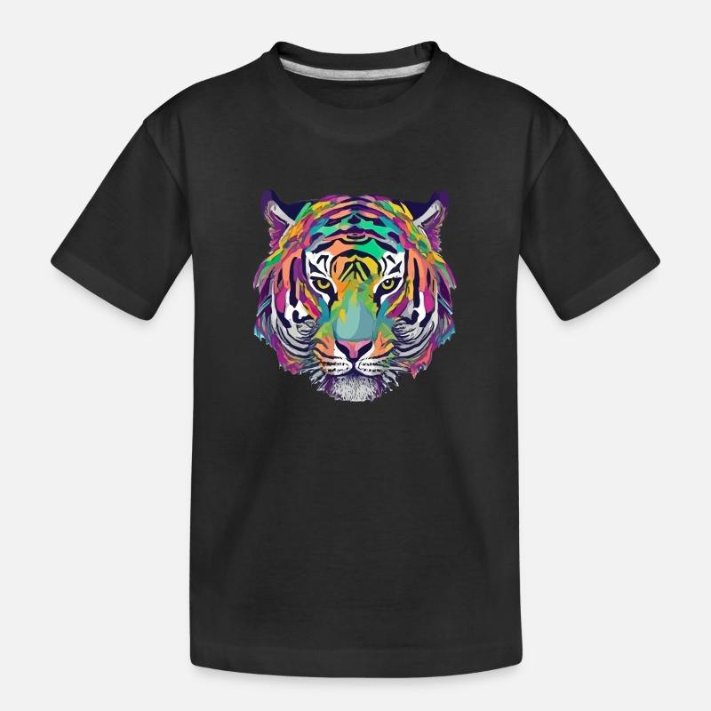 Tiger Kopf Graphic Tee Illustration Art Comic - Kinder Premium Bio T-Shirt - Schwarz