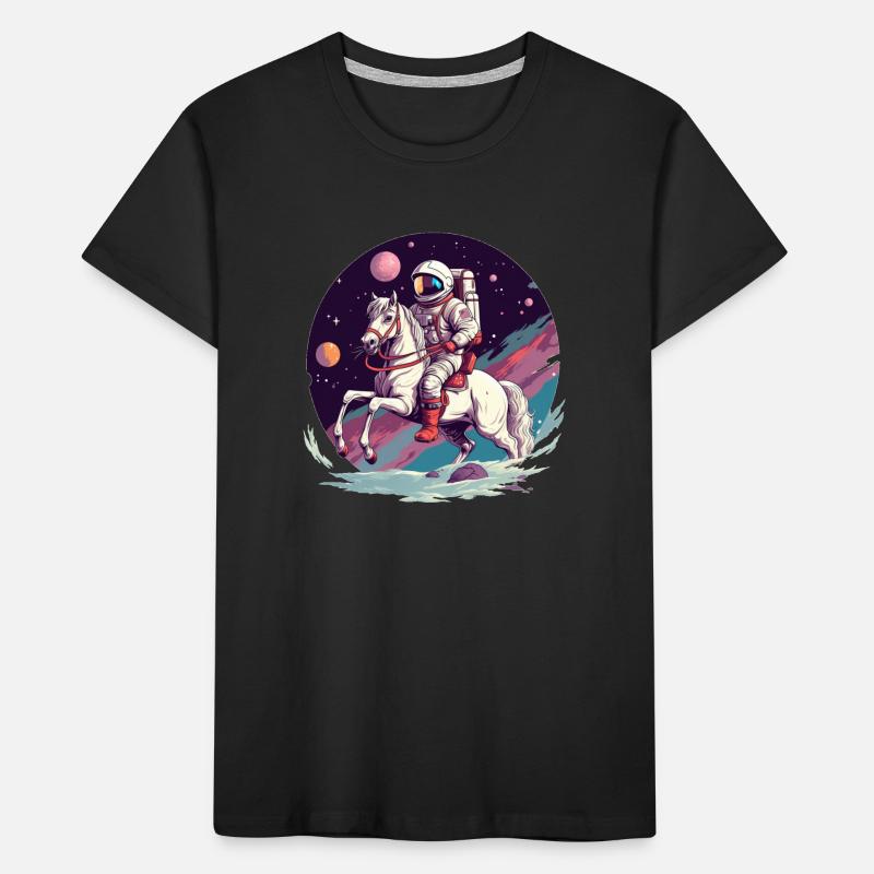 Astronate monte à cheval dans l’espace T-shirt bio Premium Enfant
