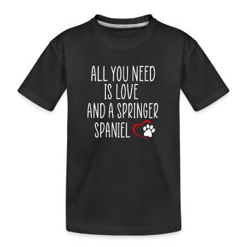 Springer spaniel quotes - Kids' Premium Organic T-Shirt - black - Front